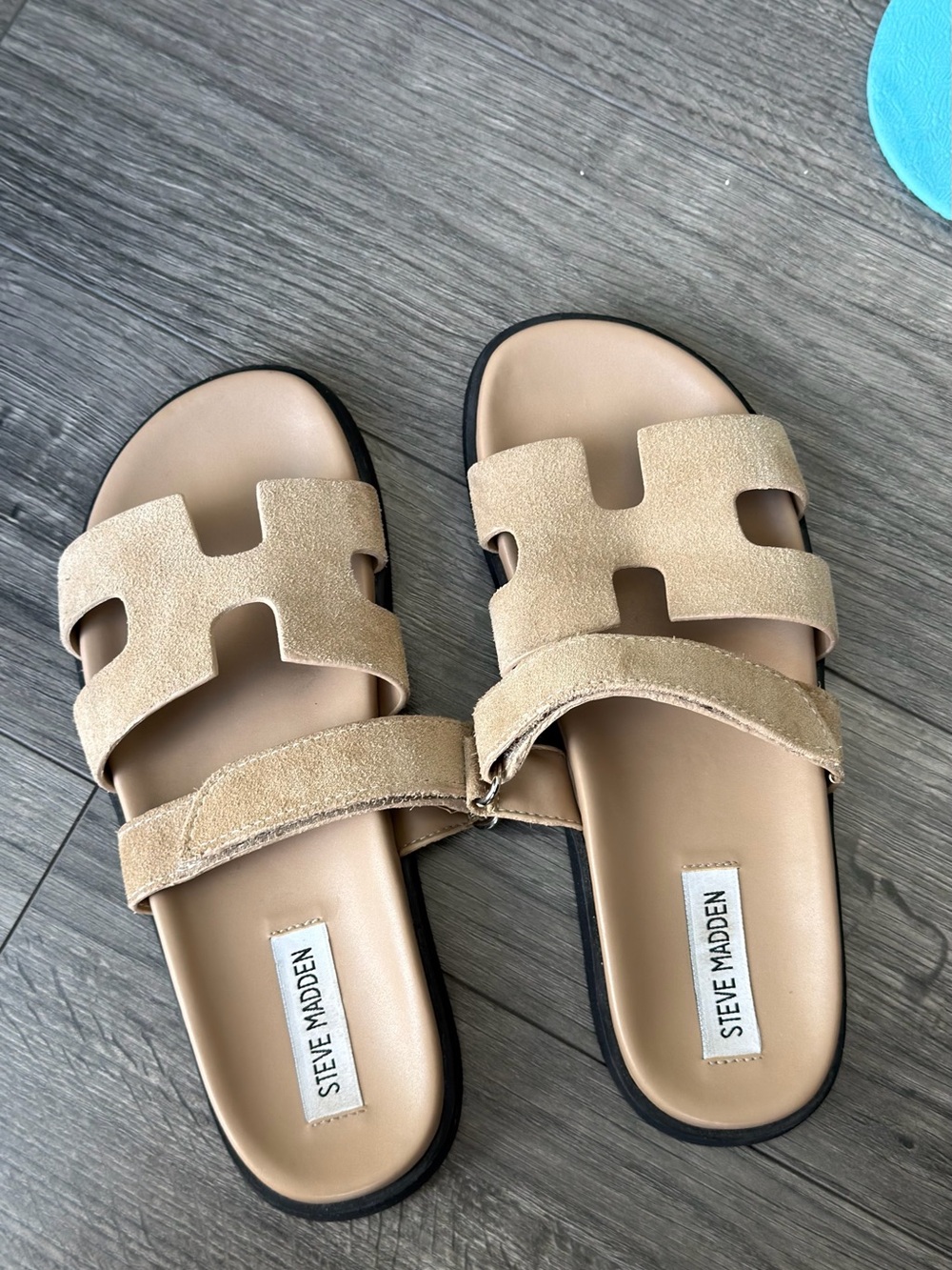 Steve Madden Beige Suede Slide Sandals
